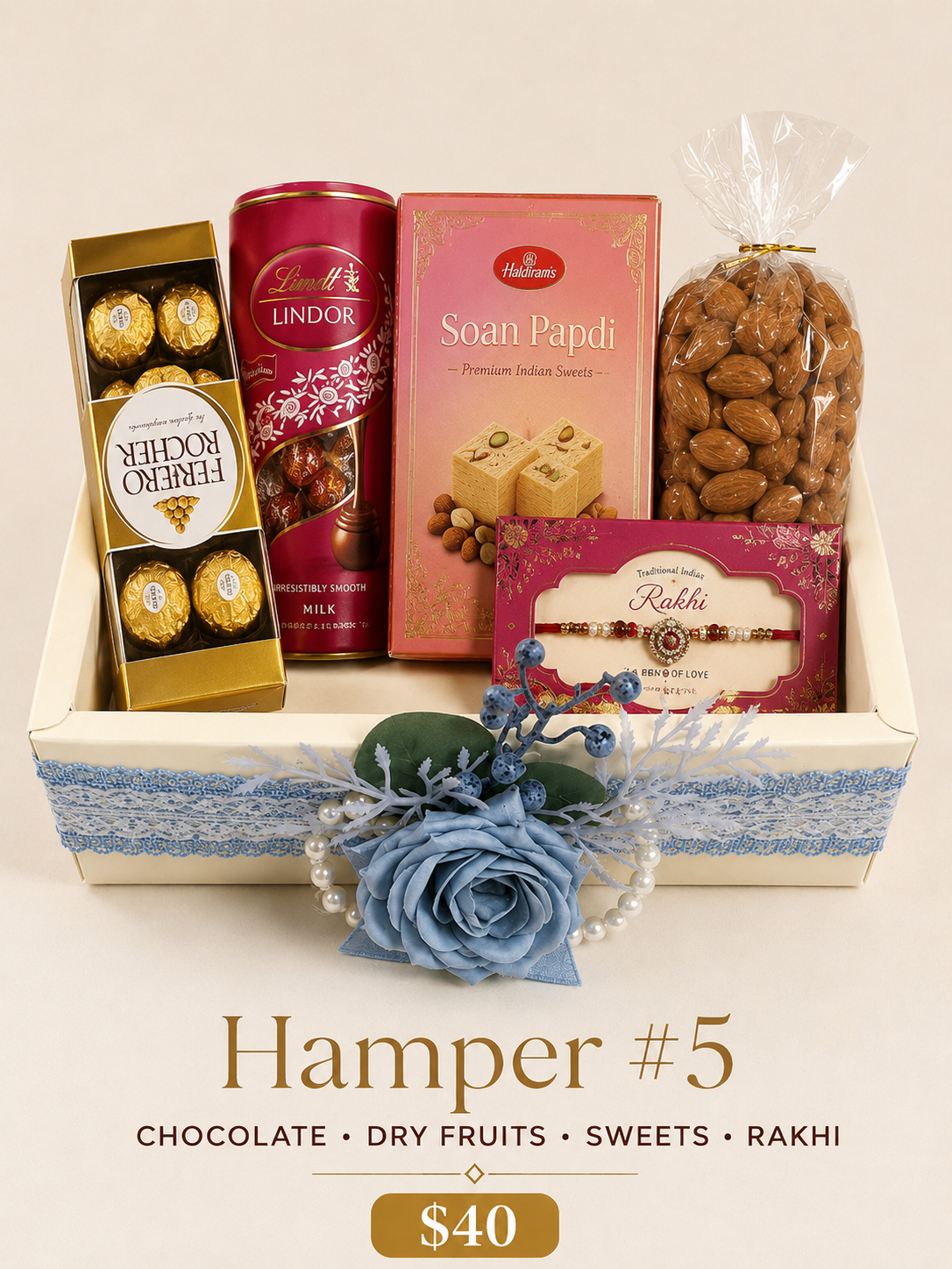 Premium Rakhi gift hamper with dry fruits