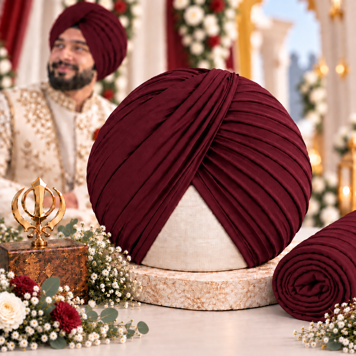 Sikh Turban- Wine (Full Voile and Rubia(Medium)/Half and Half Voile)